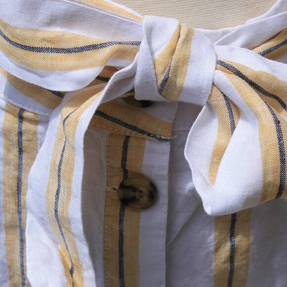 Cynthia Rowley Women's Midi Skirt Linen Yellow White Striped Print Size S - Picture 4 of 15